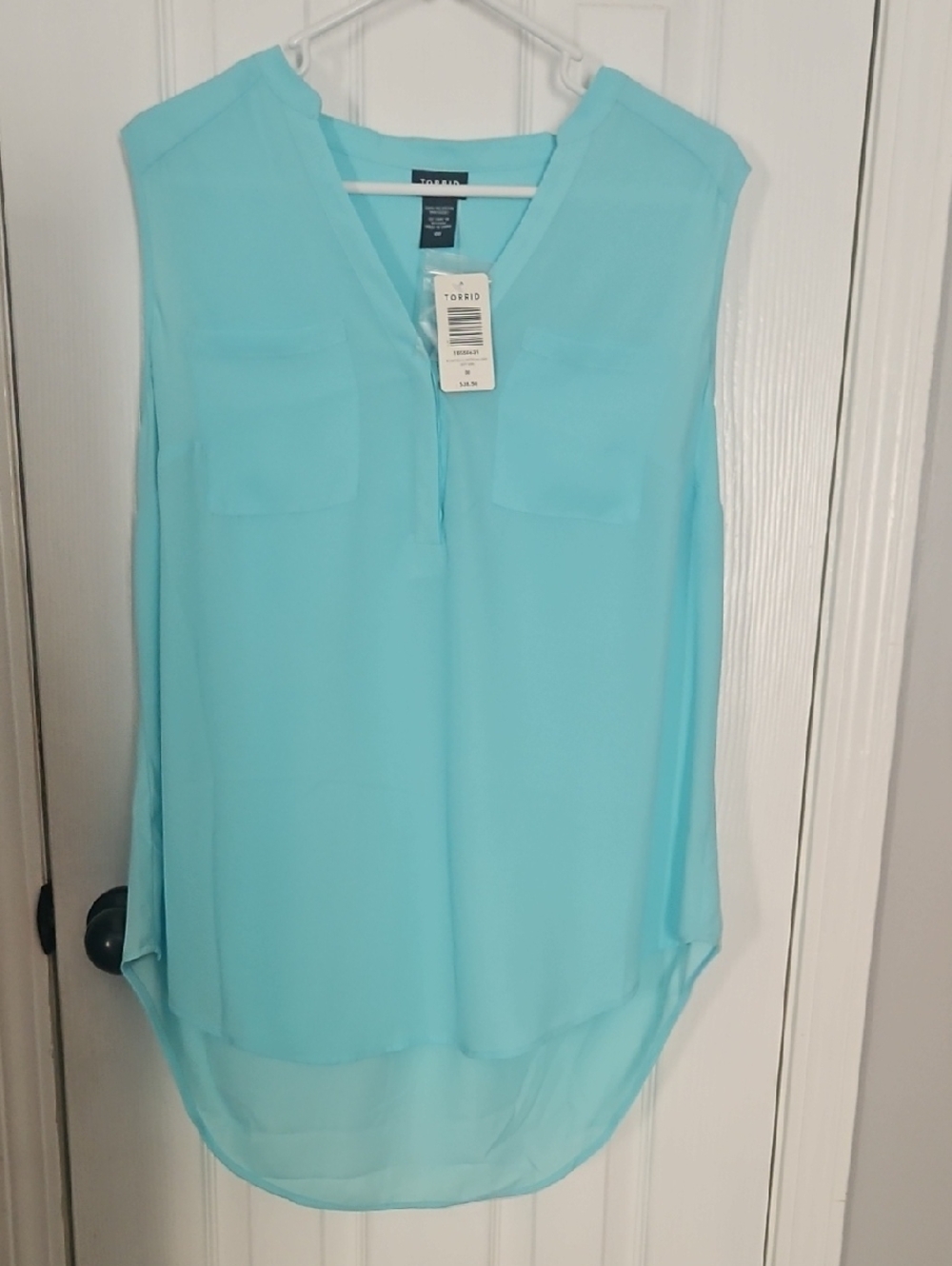 Torrid Aqua Sleeveless V-Neck Tunic Top